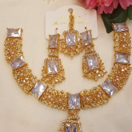 Golden Necklace with silver Nageena set