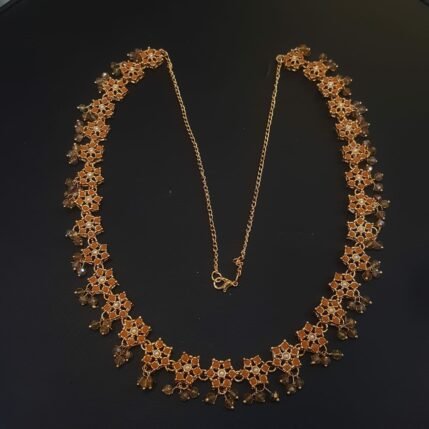 Elegant Golden Black Beaded Choker Necklace – Traditional Bridal Jewelry Design"